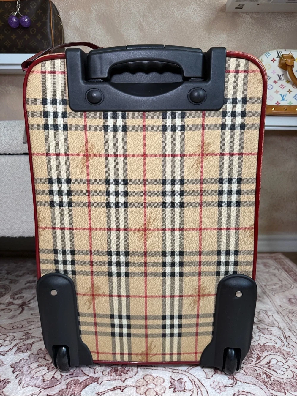 Burberry Classic Checkered Carry-On with Red Trim